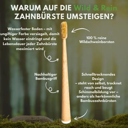 Wild & Rein™ -  Zahnbürste aus Wildschweinborsten (4er-Pack)